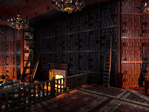 Unique Style Gothic and Victorian Library and Athenaeum 3Dモデル