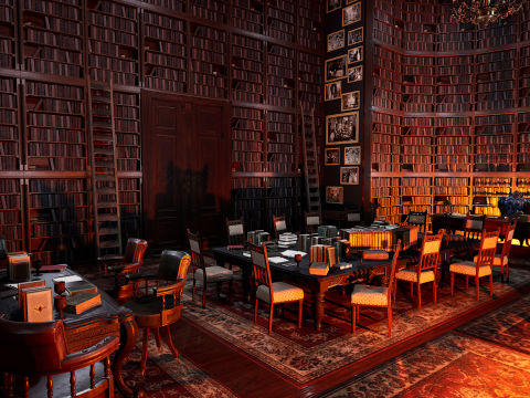 Unique Style Gothic and Victorian Library and Athenaeum 3Dモデル