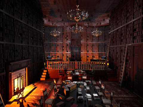 Unique Style Gothic and Victorian Library and Athenaeum 3Dモデル