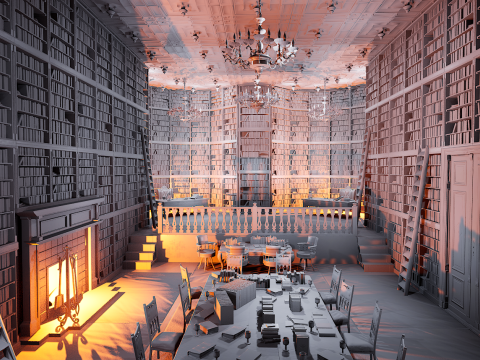 Unique Style Gothic and Victorian Library and Athenaeum 3Dモデル