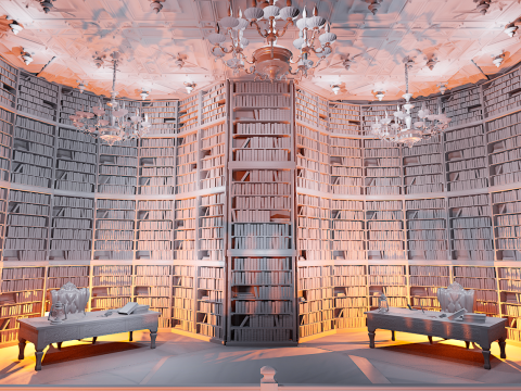 Unique Style Gothic and Victorian Library and Athenaeum 3Dモデル