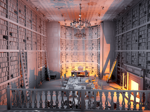 Unique Style Gothic and Victorian Library and Athenaeum 3Dモデル