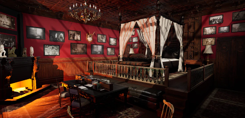 Quarto aconchegante do castelo vitoriano vintage Modelo 3D .c4d .max .obj .3ds .fbx .stl .blend 