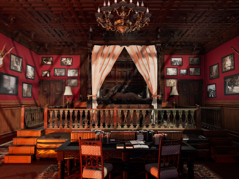 Vintage Victorian Castle Cozy Bedroom Modèle 3D