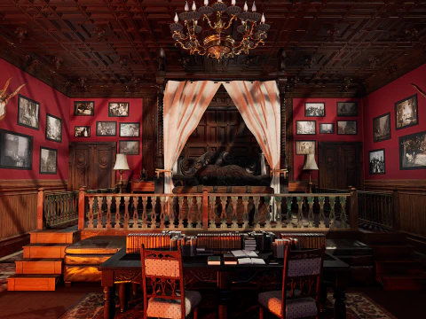 Quarto aconchegante do castelo vitoriano vintage Modelo 3D