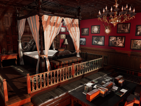 Vintage Victorian Castle Cozy Bedroom Modèle 3D