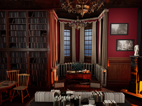 Vintage Victorian Castle Cozy Bedroom Modèle 3D