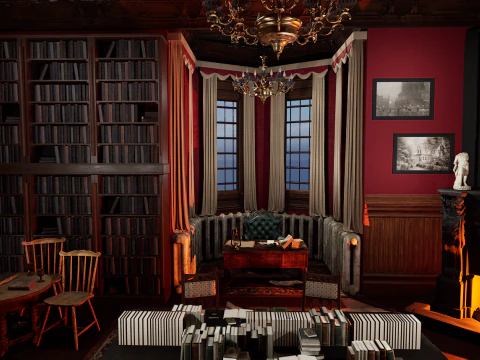 Quarto aconchegante do castelo vitoriano vintage Modelo 3D