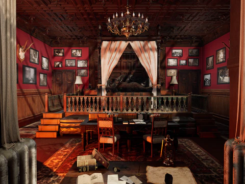 Quarto aconchegante do castelo vitoriano vintage Modelo 3D