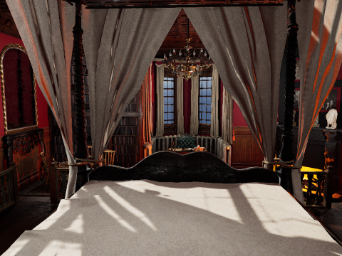 Vintage Victorian Castle Cozy Bedroom Modèle 3D