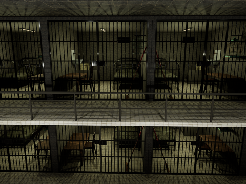 The Darkcell Prison Silent Wards 24 Cell 2 Storey Facility Modelo 3D
