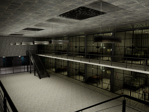 The Darkcell Prison Silent Wards 24 Cell 2 Storey Facility Modelo 3D