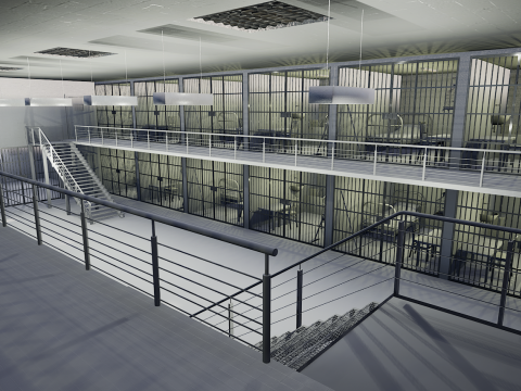 The Darkcell Prison Silent Wards 24 Cell 2 Storey Facility Modelo 3D