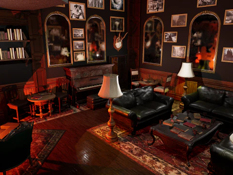 Magnifico e opulento soggiorno d'&eacute;lite su 2 piani Un capolavoro grandioso e senza tempo Modello 3D