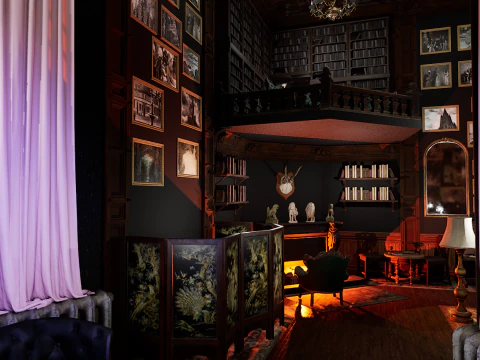 Magnifico e opulento soggiorno d'&eacute;lite su 2 piani Un capolavoro grandioso e senza tempo Modello 3D