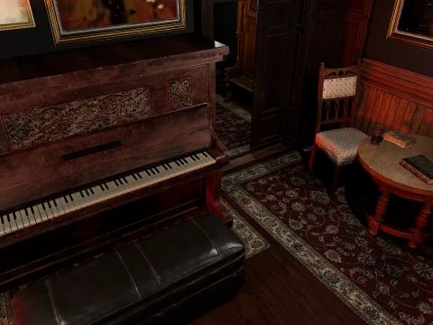 Magnifico e opulento soggiorno d'&eacute;lite su 2 piani Un capolavoro grandioso e senza tempo Modello 3D