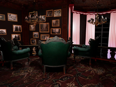 Magnifico e opulento soggiorno d'&eacute;lite su 2 piani Un capolavoro grandioso e senza tempo Modello 3D