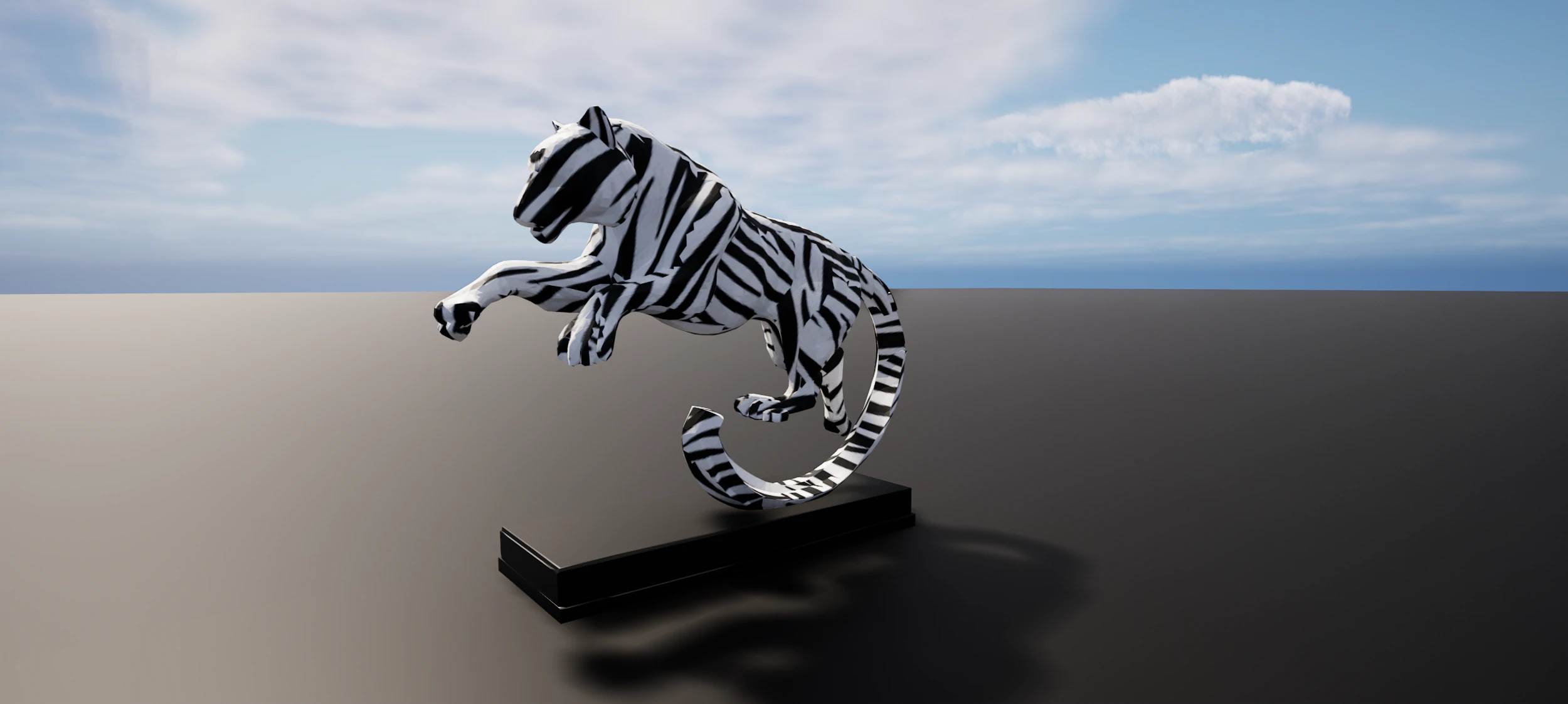 Leaping Zebra Tiger 3D Printable Decorative Sculpture 3D Print Model .c4d .max .obj .3ds .fbx .stl .blend 