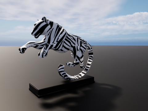Leaping Zebra Tiger 3D Printable Decorative Sculpture 3D Print Model