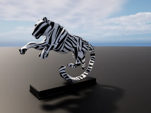 Springende Zebra-Tiger 3D-druckbare dekorative Skulptur 3D Druckmodell
