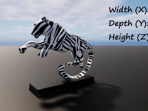 Leaping Zebra Tiger 3D Printable Decorative Sculpture 3D Print Model