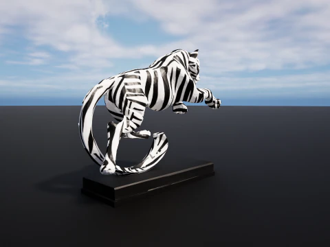 Leaping Zebra Tiger 3D Printable Decorative Sculpture 3D Print Model