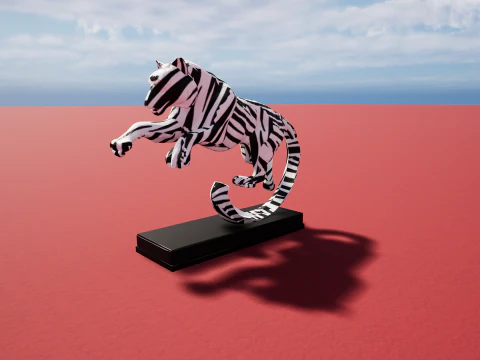 Leaping Zebra Tiger 3D Printable Decorative Sculpture 3D Print Model