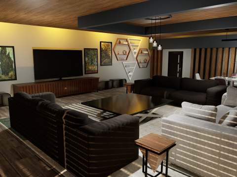 Luxury Heaven Modern Living Room 3D Interior Design 3D-Modell