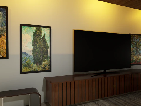 豪華な天国のモダンなリビング ルームの 3D インテリア デザイン 3Dモデル