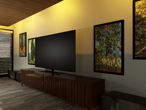 豪華な天国のモダンなリビング ルームの 3D インテリア デザイン 3Dモデル