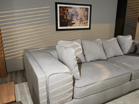 豪華な天国のモダンなリビング ルームの 3D インテリア デザイン 3Dモデル