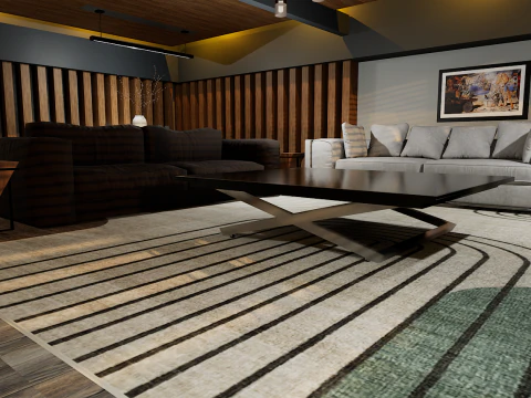 豪華な天国のモダンなリビング ルームの 3D インテリア デザイン 3Dモデル