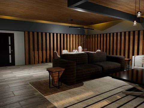 豪華な天国のモダンなリビング ルームの 3D インテリア デザイン 3Dモデル