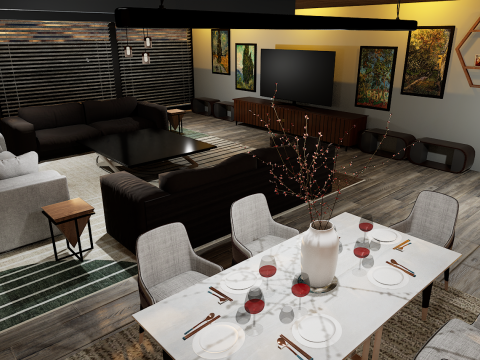 Luxury Heaven Modern Living Room 3D Interior Design 3D-Modell