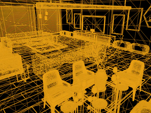 豪華な天国のモダンなリビング ルームの 3D インテリア デザイン 3Dモデル