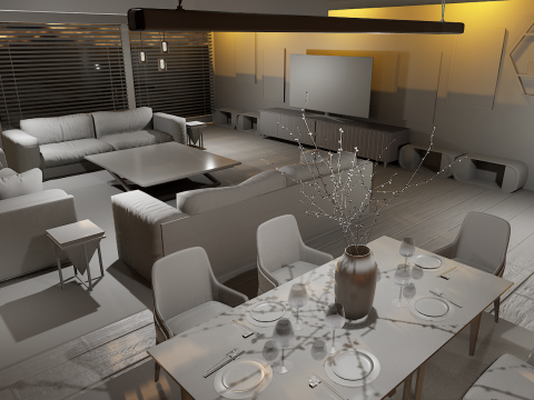 Luxury Heaven Modern Living Room 3D Interior Design 3D-Modell