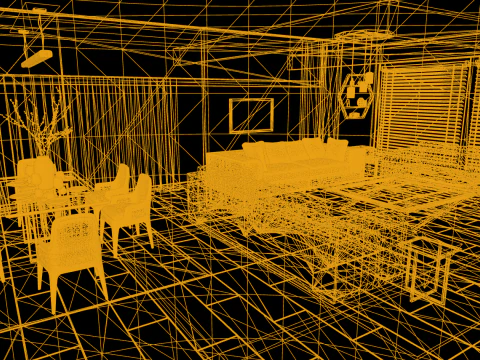 豪華な天国のモダンなリビング ルームの 3D インテリア デザイン 3Dモデル