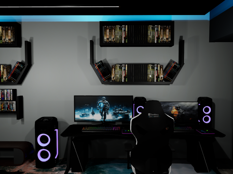 CyberLair The Ultimate Gamers Retreat Young Room and Bedroom 3D Model