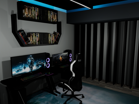 CyberLair The Ultimate Gamers Retreat Young Room and Bedroom 3D Model