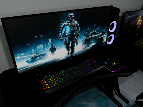 CyberLair The Ultimate Gamers Retreat Young Room and Bedroom 3D Model