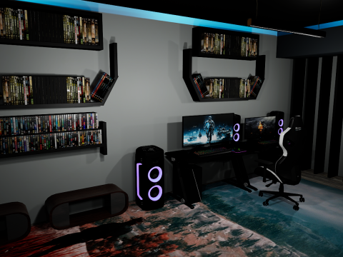 CyberLair The Ultimate Gamers Retreat Young Room and Bedroom 3D Model