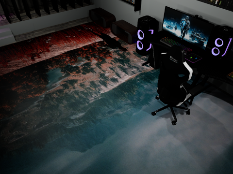 CyberLair The Ultimate Gamers Retreat Young Room and Bedroom 3D Model