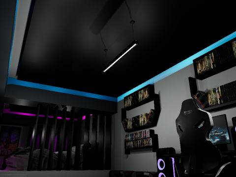 CyberLair The Ultimate Gamers Retreat Young Room and Bedroom 3D Model
