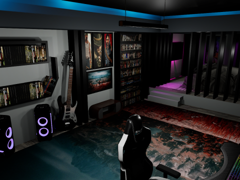 CyberLair The Ultimate Gamers Retreat Young Room and Bedroom 3D Model