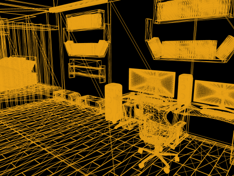CyberLair The Ultimate Gamers Retreat Young Room and Bedroom 3D Model
