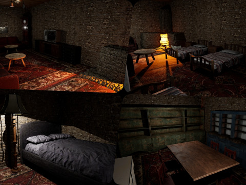 Rustic Stone Countryside Village House 6 Rooms 3D 모델