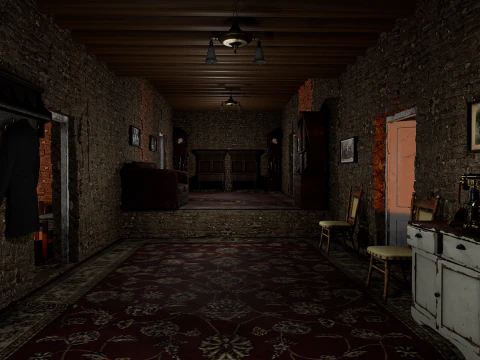 Casa di Villaggio Rustico in Pietra di Campagna 6 Vani Modello 3D