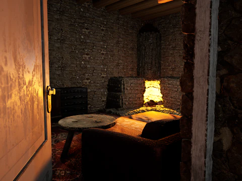 Casa di Villaggio Rustico in Pietra di Campagna 6 Vani Modello 3D