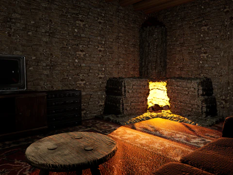 Casa di Villaggio Rustico in Pietra di Campagna 6 Vani Modello 3D