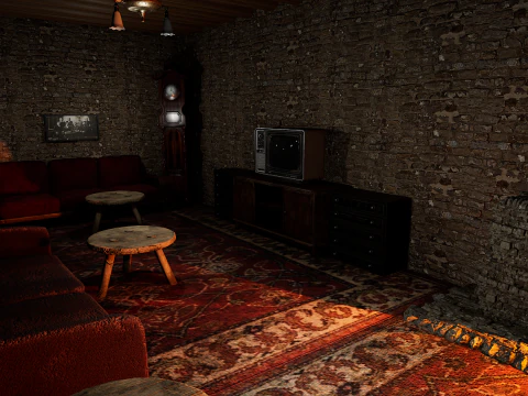 Casa di Villaggio Rustico in Pietra di Campagna 6 Vani Modello 3D